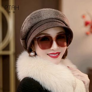 布塔秋冬羊毛贝雷帽女士英伦复古画家帽蓓蕾帽轻奢鸭舌帽子PT0803