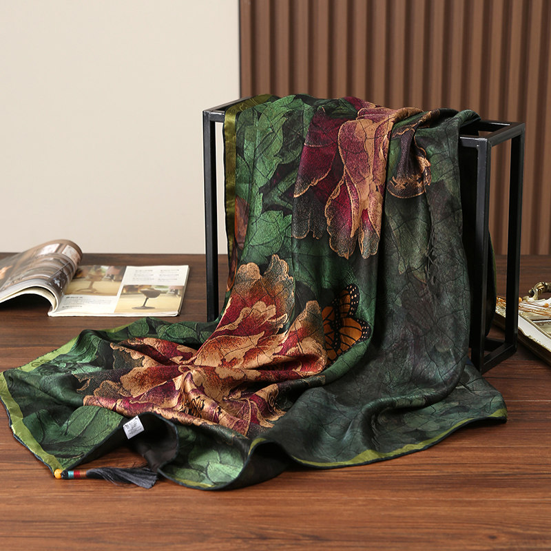 【绿意牡丹】布塔高档香云纱大方巾真丝披肩桑蚕丝围巾民族风女,服饰配件/皮带/帽子/围巾,围巾/丝巾/披肩,淘宝优惠券,粉丝福利购,淘宝优惠卷