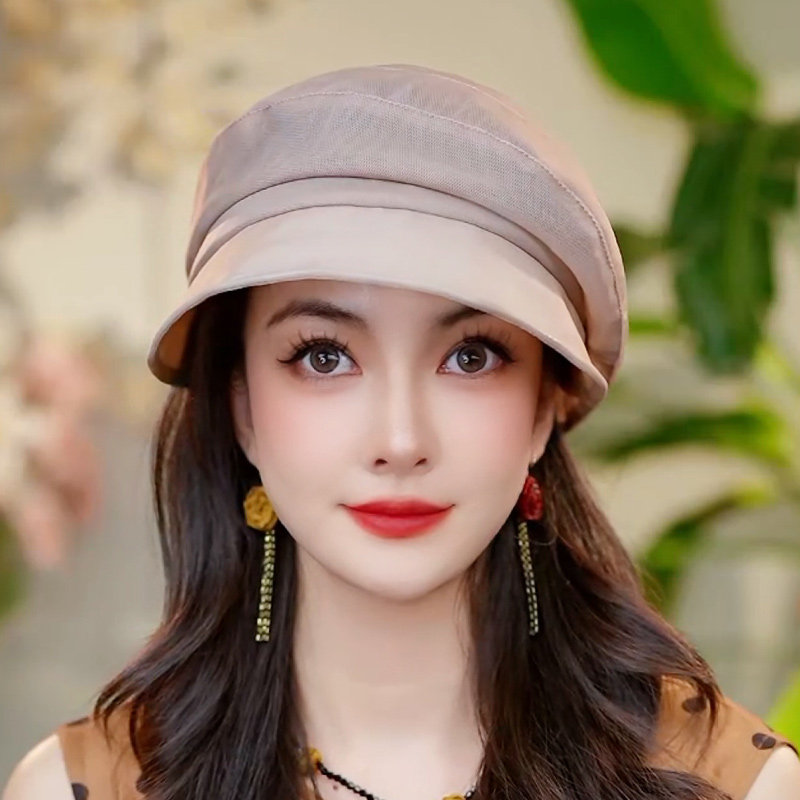 布塔贝雷帽夏天女圆蓓蕾桑蚕丝鸭舌帽真丝太阳帽遮白发帽子PT0786