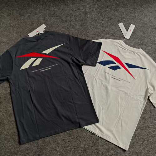 Reebok锐步男子运动休闲宽松LOGO针织短袖T恤24SRM425UGW1-H1