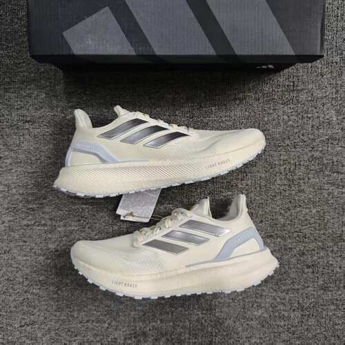 ADIDAS阿迪达斯男女米白色PUREBOOST5全掌爆米花缓震跑步鞋JR7676