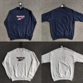 REEBOK锐步男子针织毛圈刺绣LOGO高克重长袖 套头卫衣GS9127GS9130