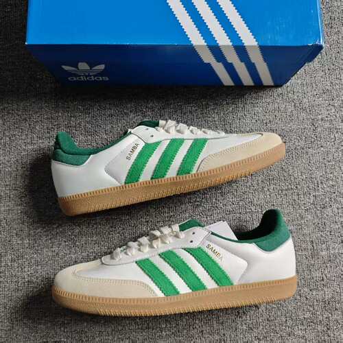 ADIDAS阿迪达斯三叶草男女白绿T头复古SAMBA综训休闲板鞋JI3202