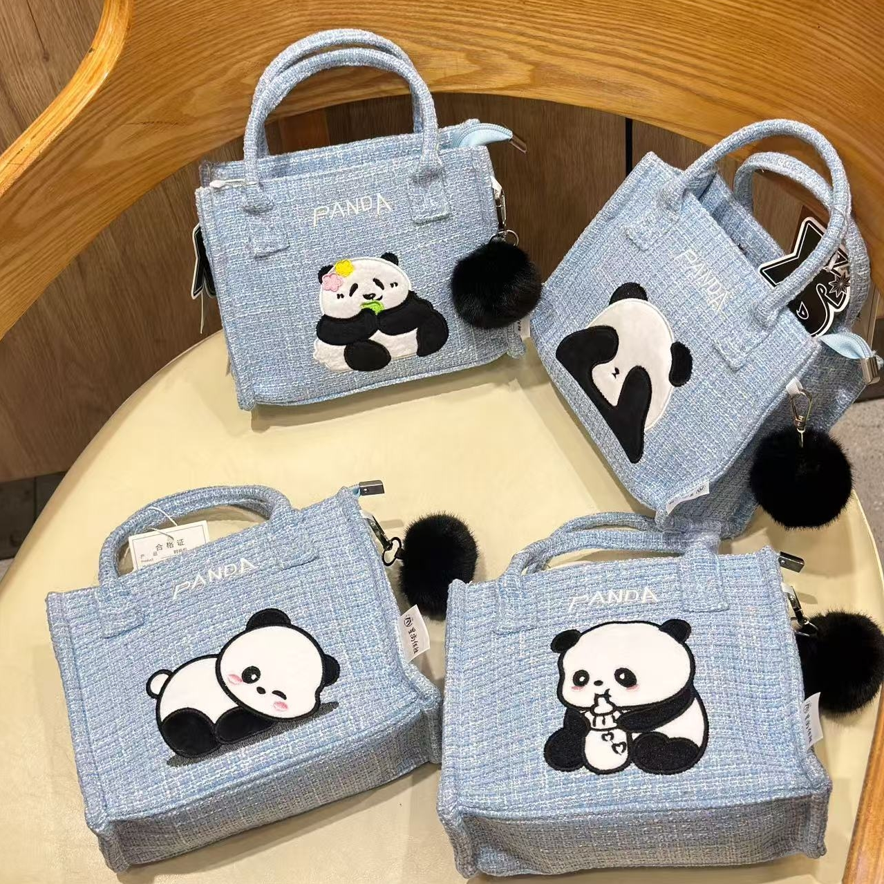 熊猫包包新款带拉链手提斜挎帆布包旅游伴手礼宽窄巷子成都纪念品