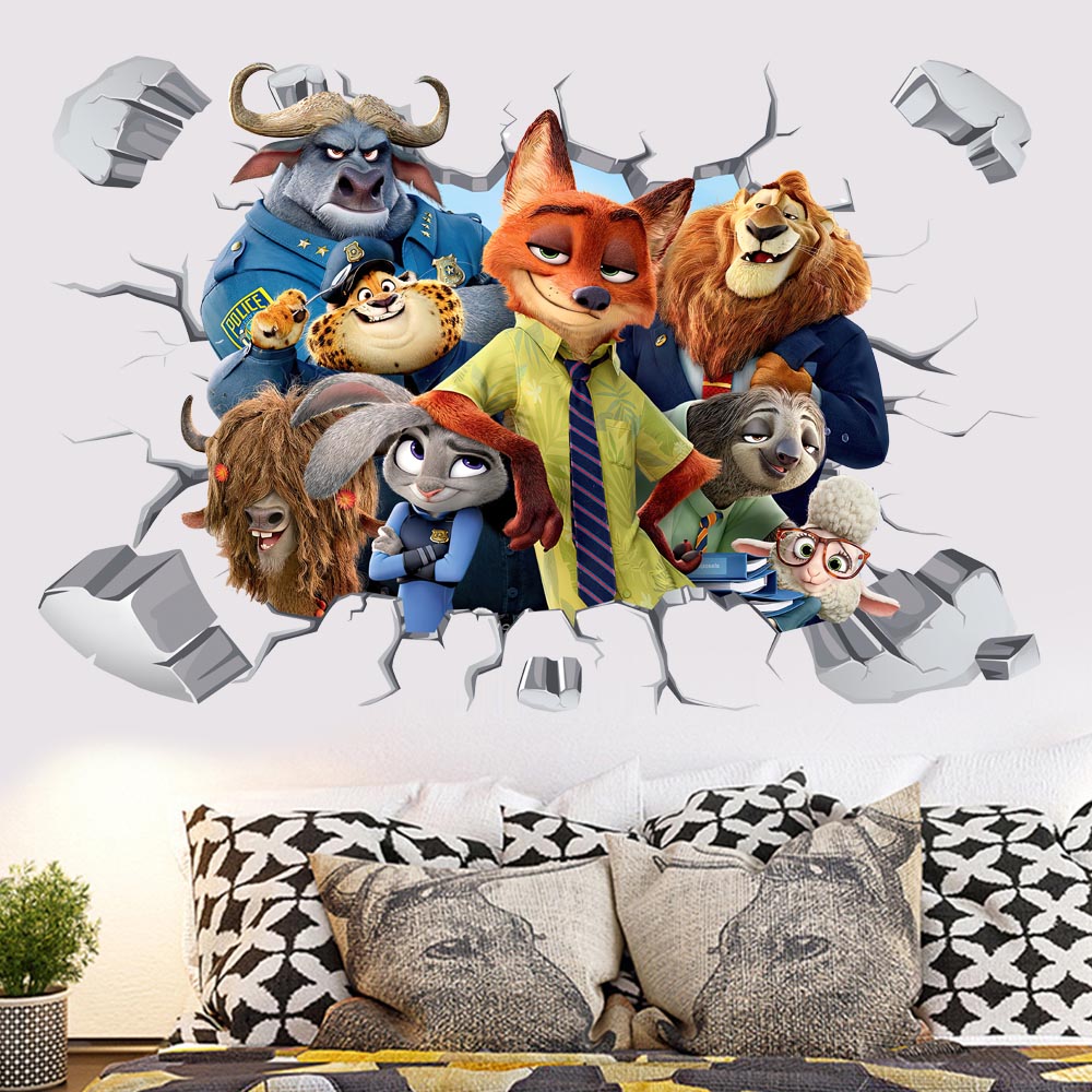 疯狂动物城墙贴卡通动漫