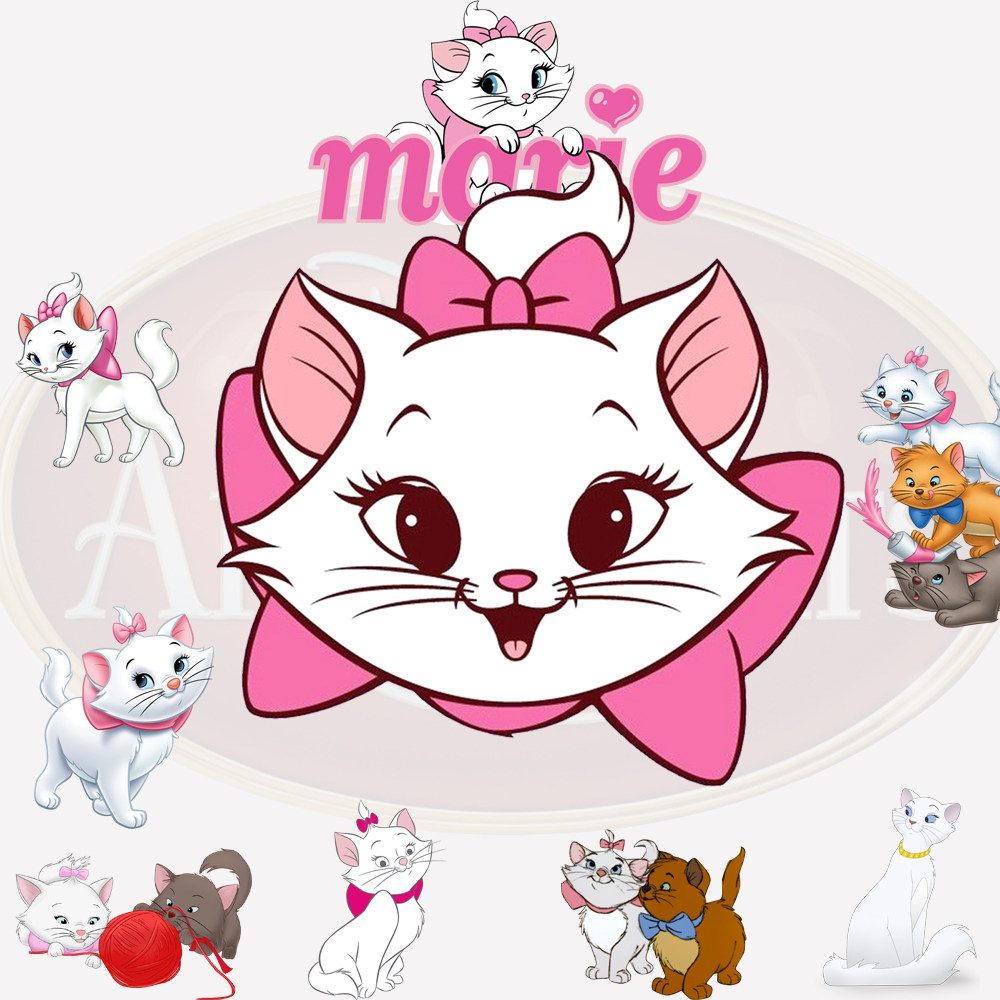 marie猫儿历险记 旅行箱冰箱衣柜儿童房间床头贴纸幼儿园墙贴d033
