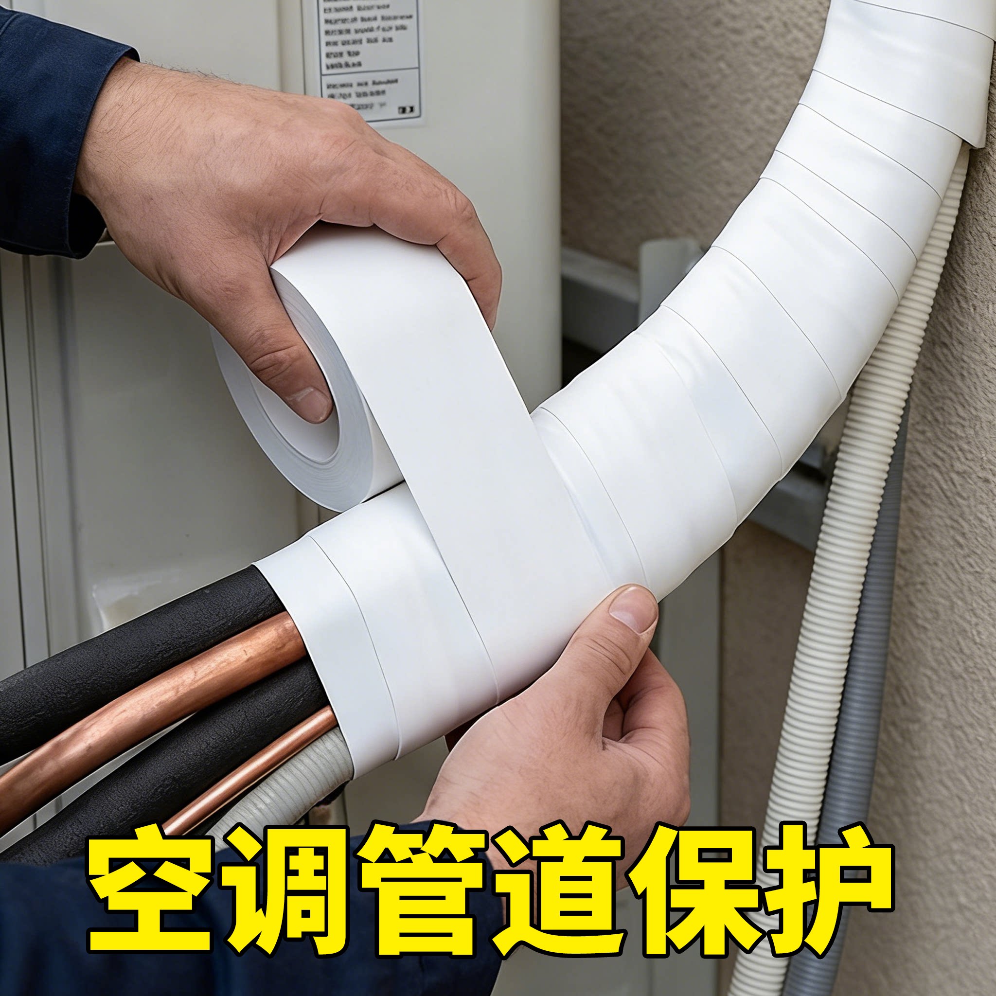 空调外机铜管保护套加厚防水防晒室外下水管太阳能保温管排水管保护防老化冷缠绕包扎带户外管道装饰美化胶布