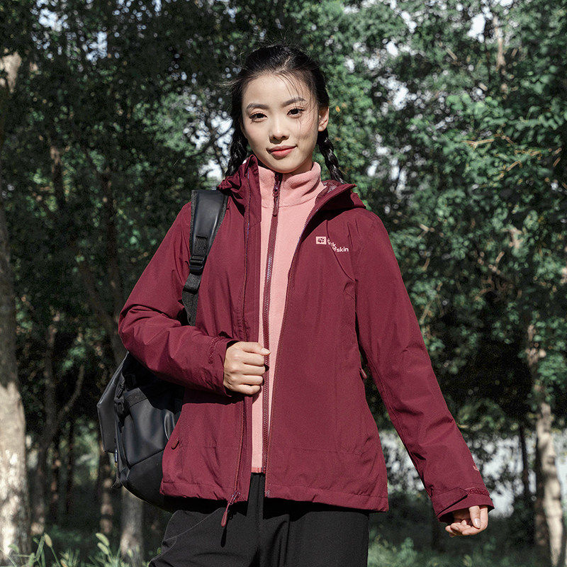 狼爪连帽冲锋衣夹克女冬运动服户外保暖防风外套5031991 5121182