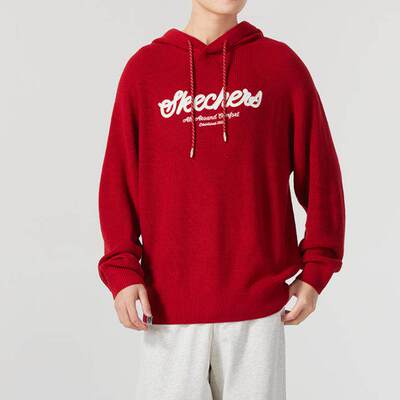 Skechers斯凯奇秋季男女同孩款日常百搭针织连帽套头卫衣