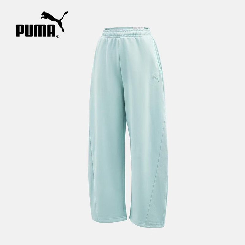 PUMA彪马拒寒保暖加绒串标拼接阔腿长裤冬女针织卫裤 635729-82