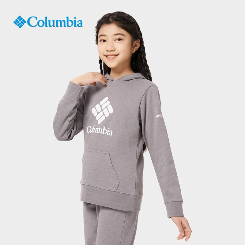哥伦比亚童装户外儿童女孩休闲运动经典大LOGO印花连帽卫衣AG9146