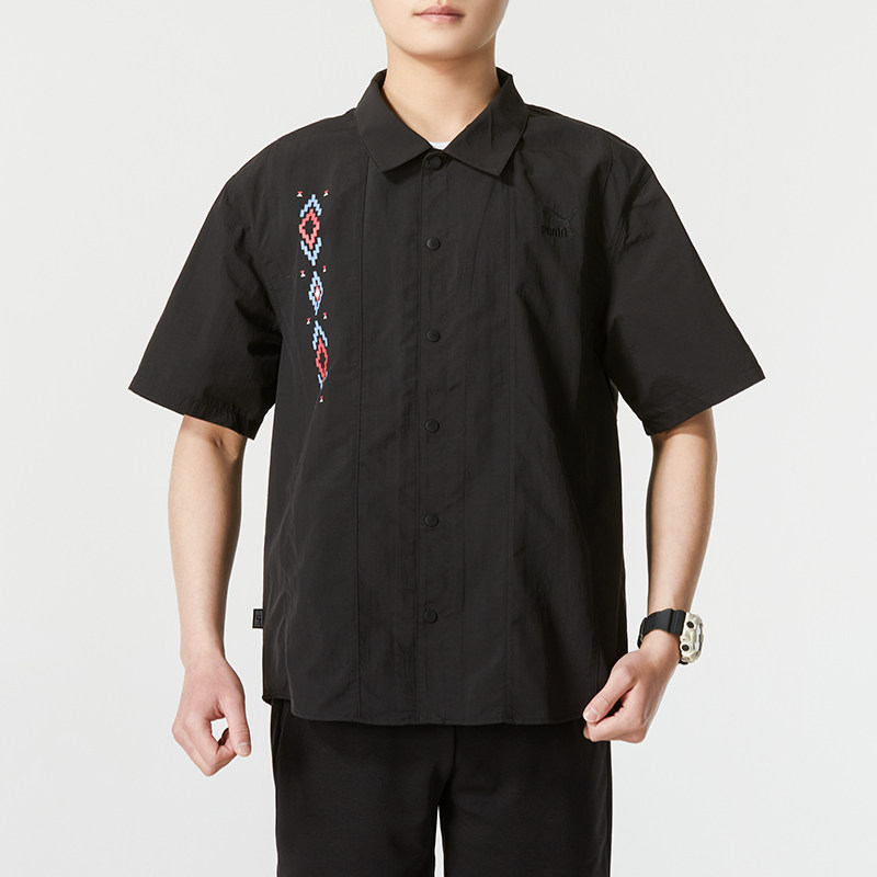 PUMA彪马翻领短袖衬衫男2024夏季新款休闲宽松透气运动服626867