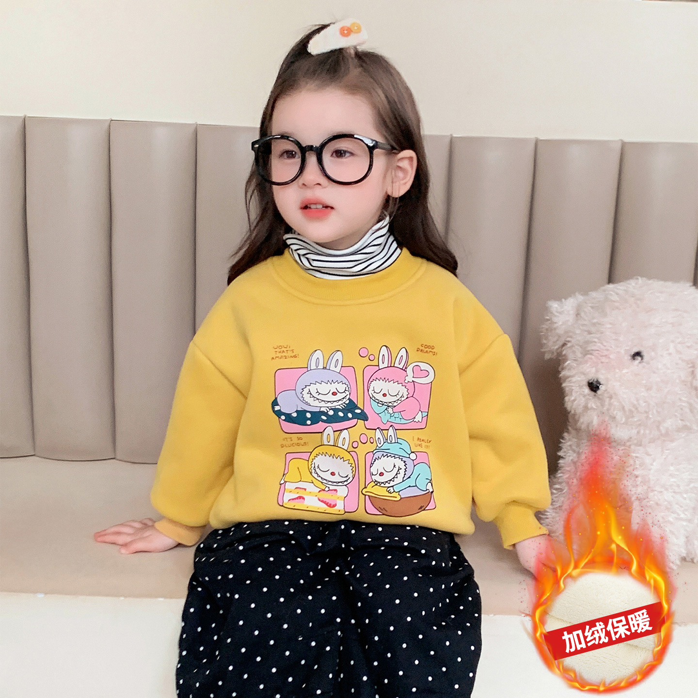 女童加绒秋冬季儿童休闲可爱上衣