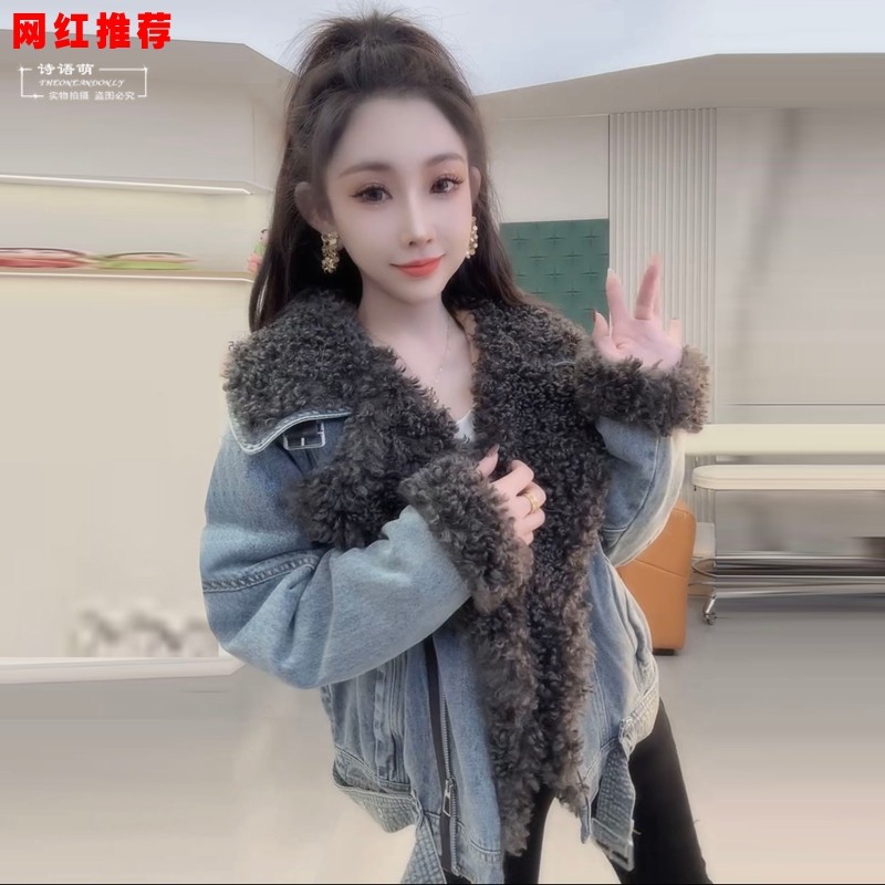 欧货爆款派克服网红时尚高级感潮流宽松显瘦毛毛领水洗牛仔外套女,女装/女士精品,派克服,淘宝优惠券,粉丝福利购,淘宝优惠卷