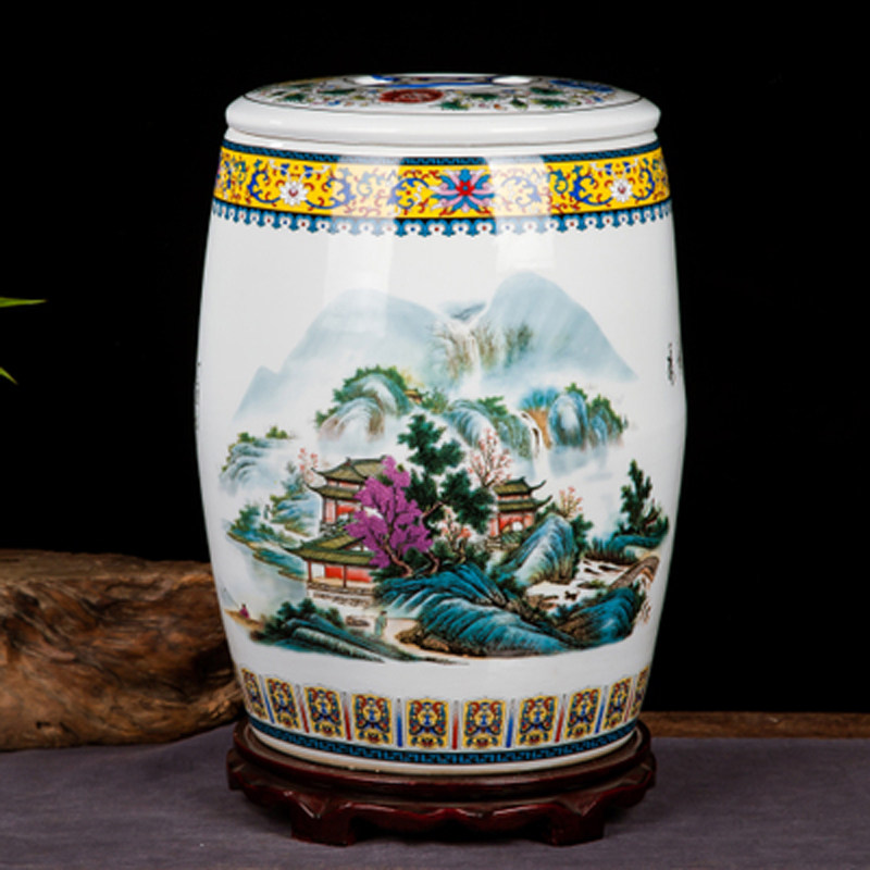 Jingdezhen Ceramic Rice VAT Rice barrel 30 Jin 50 Flat cover Storage cylinder Pickle Bacon Water tank Cylinderin the Kitchen/Cooking utensils , Kitchen Gadgets/Kitchen storage , Storage jars/Kitchen storage containers , M barrels/Migang  category - from Buy2taobao.com to provide professional Taobao agent buy service