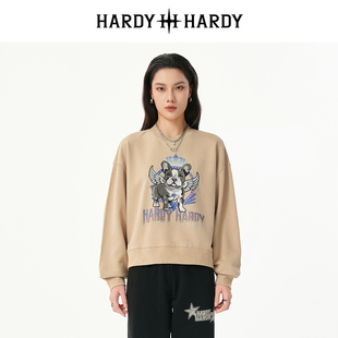 HARDY HARDY卫衣女春秋纯棉圆领薄款潮流百搭休闲卡通刺绣上衣