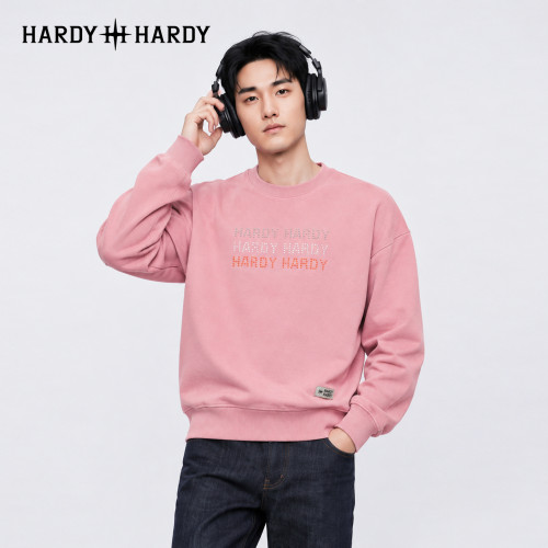 HARDY HARDY潮牌美式高街仿金属烫片字母印花圆领卫衣男女宽松