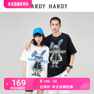 潮流印花烫钻字母小兔子短袖 T恤男女同款 HARDY2022新款 HARDY 上衣