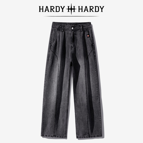 HARDY HARDY/莱赛尔男士水洗做旧牛仔裤直筒垂感复古休闲长裤