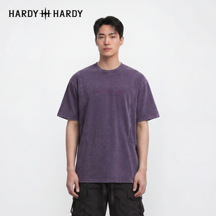 HARDY HARDY潮牌重工水洗烫钻短袖T恤纯棉宽松高街做旧半袖上衣