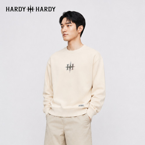 HARDY HARDY潮牌凹凸质感刻字膜圆领卫衣男女宽松高街潮牌上衣