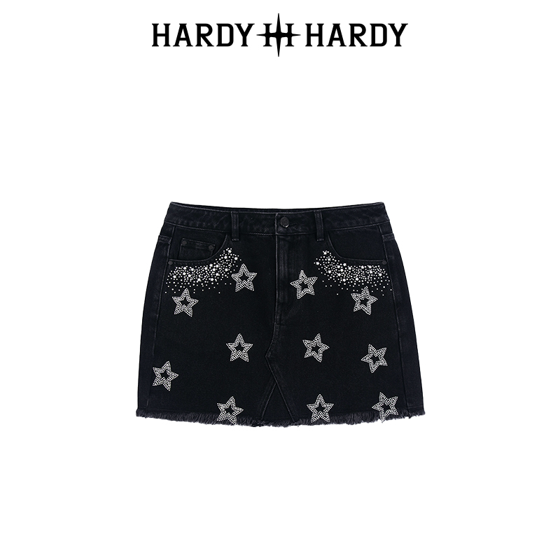 HARDY HARDY高腰美式复古牛仔短裙半身高级设计感小众百搭牛仔裙