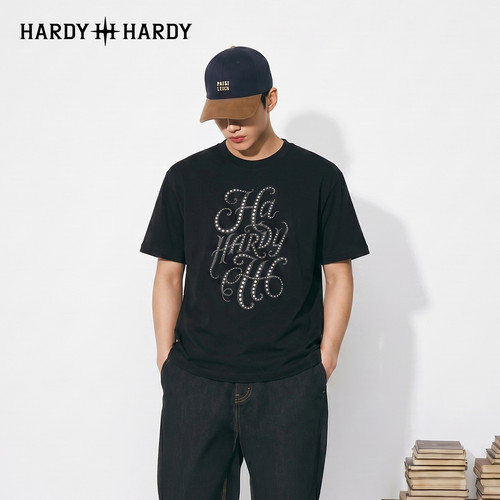 HARDY HARD潮牌重磅纯棉立体厚板硅胶闪片印花高街潮牌宽松短袖