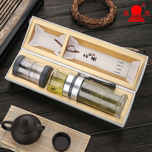 分离茶水富光双层玻璃杯