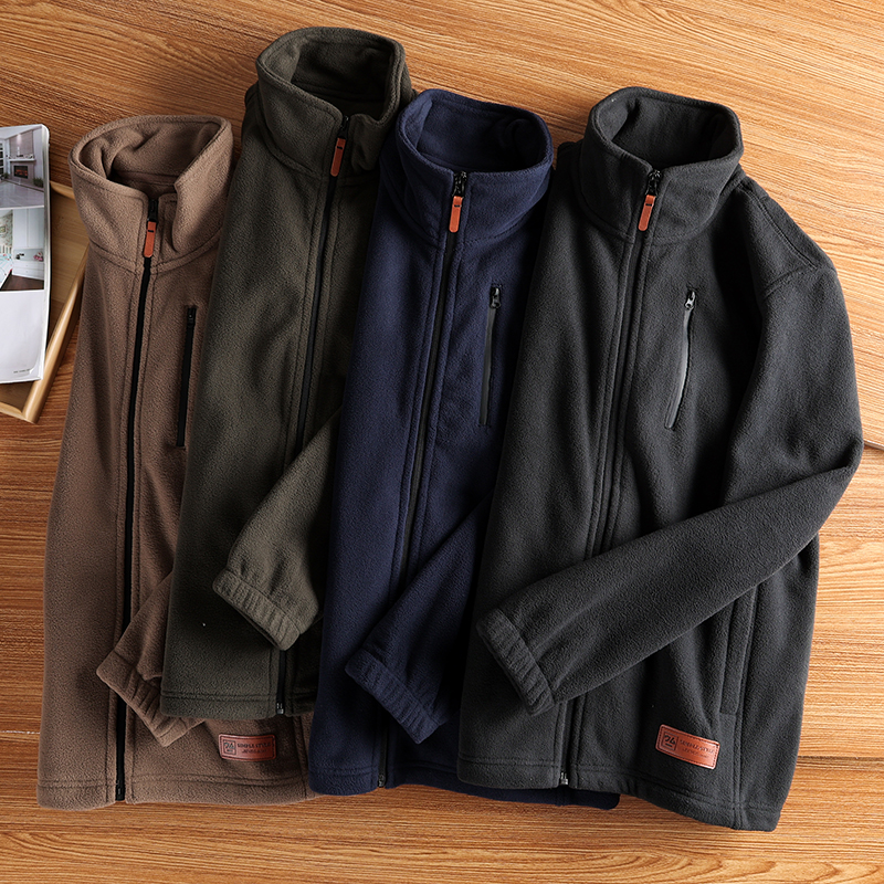 户外摇粒绒夹克衫男立领春季宽松