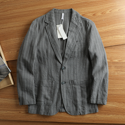 高级苎麻两粒扣西服休闲外套