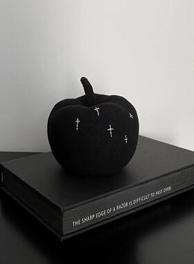 小红书爆款艺术家“黑珍珠”布艺黑苹果创意diy 毛绒玩具仿真摆件