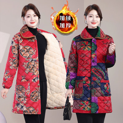 冬季加绒加厚棉衣中老年妈妈
