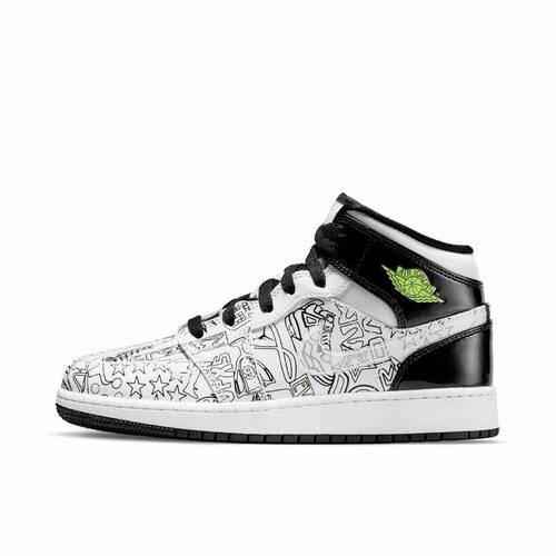 JordanAir Jordan 1 包裹性GS 中帮 篮球鞋 黑白 男女DC4099-100