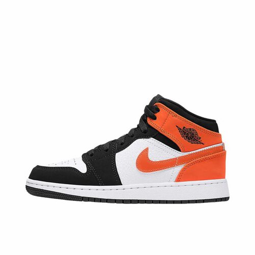 Jordan1 Mid 合成革 中帮 篮球鞋 黑橙 男女同款554725-058