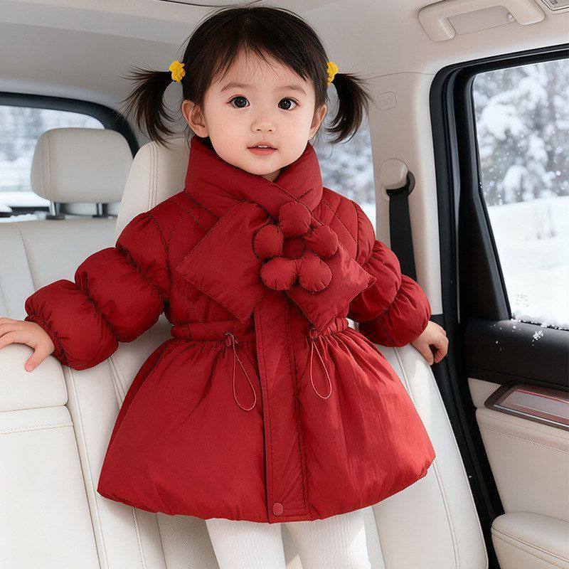 2026年韩式女童红色加厚保暖外套A类童装冬季公主裙时尚拜年服潮,童装/婴儿装/亲子装,普通外套,淘宝优惠券,粉丝福利购,淘宝优惠卷