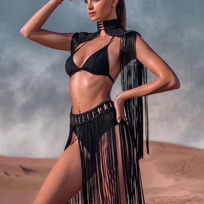 Erato希腊复古流苏长裙