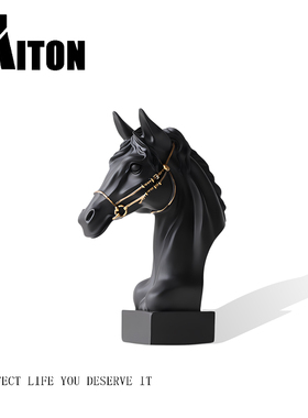 现代轻奢抽象艺术马头摆件