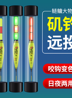 咬钩变色远投矶钓路滑漂路亚矶竿电子漂日夜两用夜光漂加粗醒目