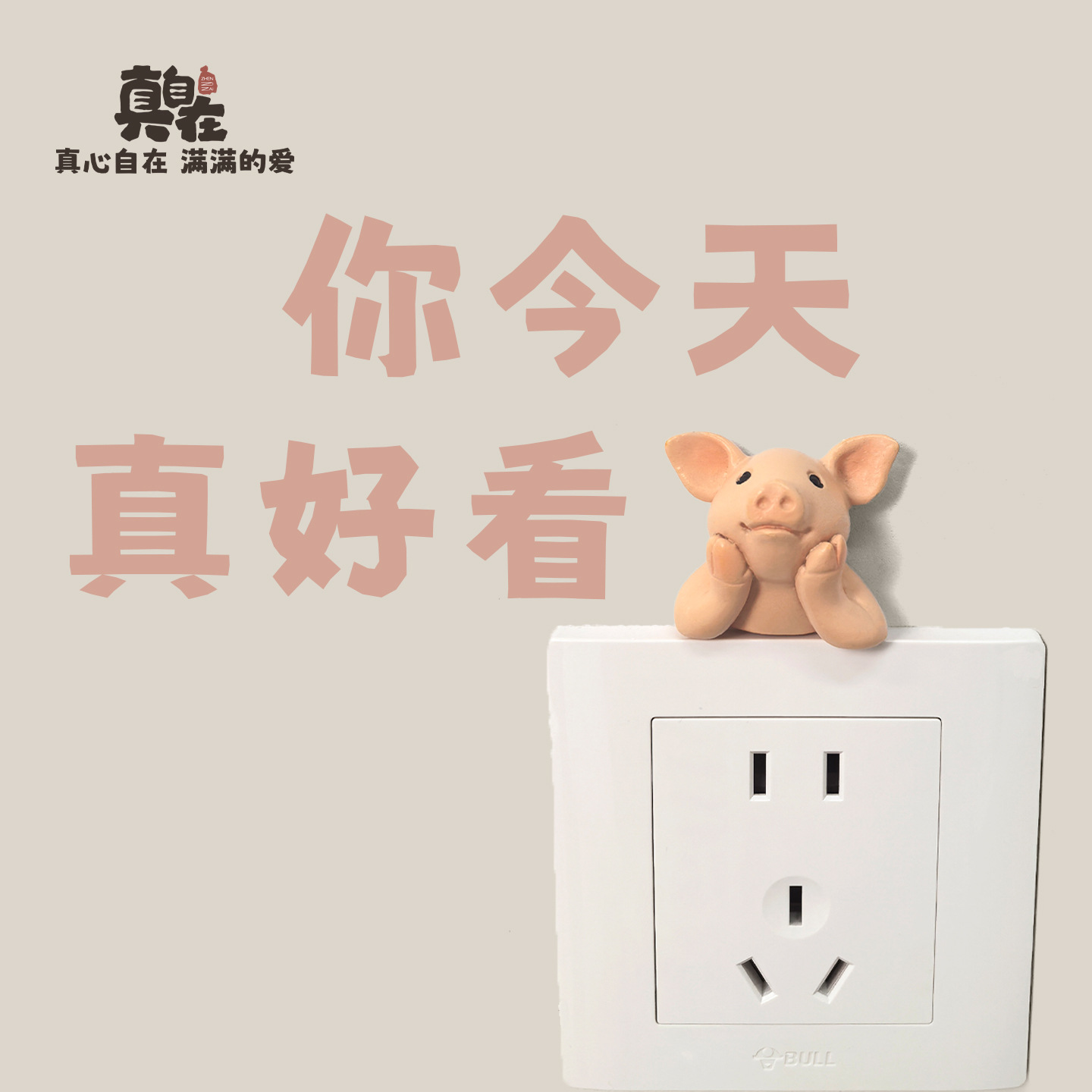 可爱开关贴小猪装饰品墙面插座家居创意卡通仿真动物迷你小摆件