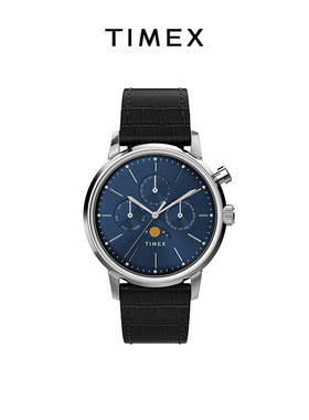 TIMEX天美时Marlin系列月相显示腕表三眼计时轻商务石英手表男士