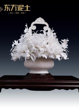东方泥土省级大师徐才提陶瓷摆件《国色天香》客厅装饰艺术收藏品