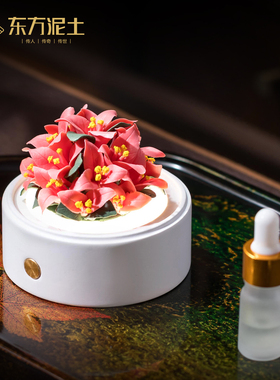 非遗手捏三角梅陶瓷摆件