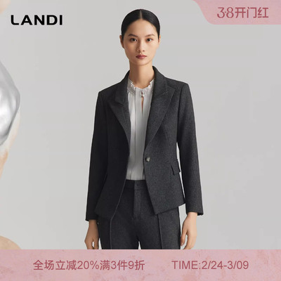 花纱灰收腰显瘦西服外套