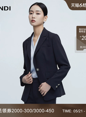 [万能百搭]LANDI藏蓝色醋酸收腰西服外套女通勤套装春新款西装裤