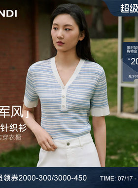 LANDI海军风条纹针织衫