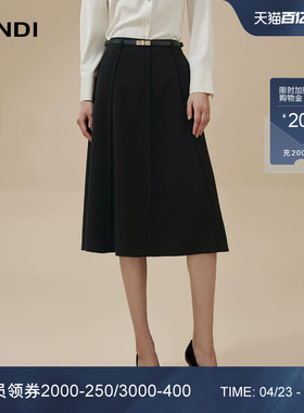 [八片裙身设计]LANDI法式复古高腰超A裙摆中长半身裙女裙子秋新品