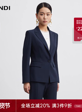 [总监衣橱]LANDI藏蓝通勤气质收腰西装套装上衣女春秋新品西装裤