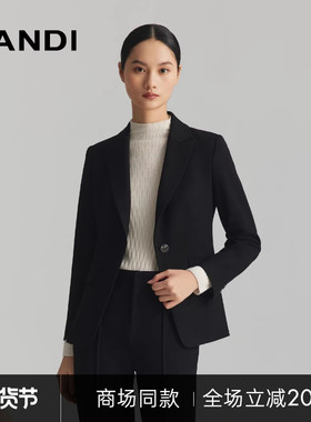 [商场同款]LANDI黑色一粒扣收腰通勤西装外套女高级感西服冬新品