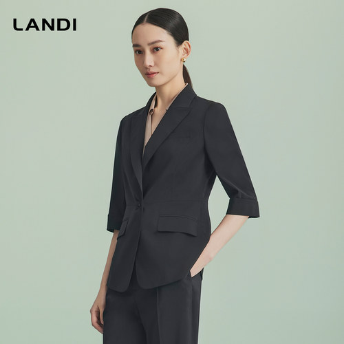 LANDI五分袖气质收腰西服上衣