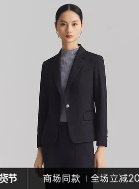 [商场同款]LANDI藏蓝色肌理感收腰西装外套女通勤西服上衣秋新品